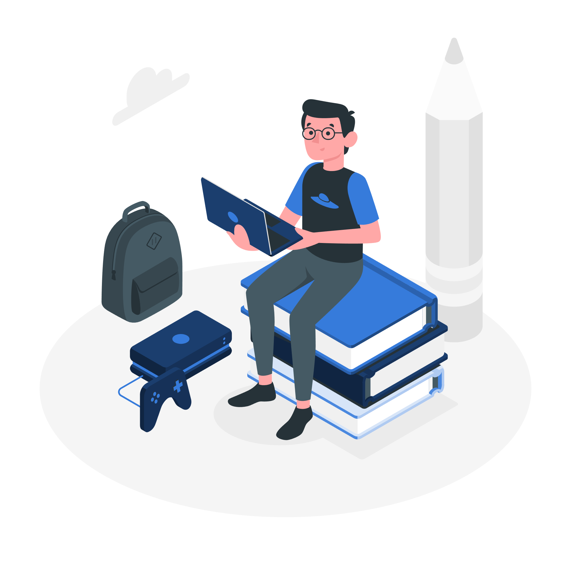 Illustration of person reading comics